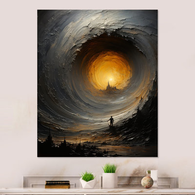 Modern Storm Waves In Ocean I - Abstract Spirals Metal Wall Art