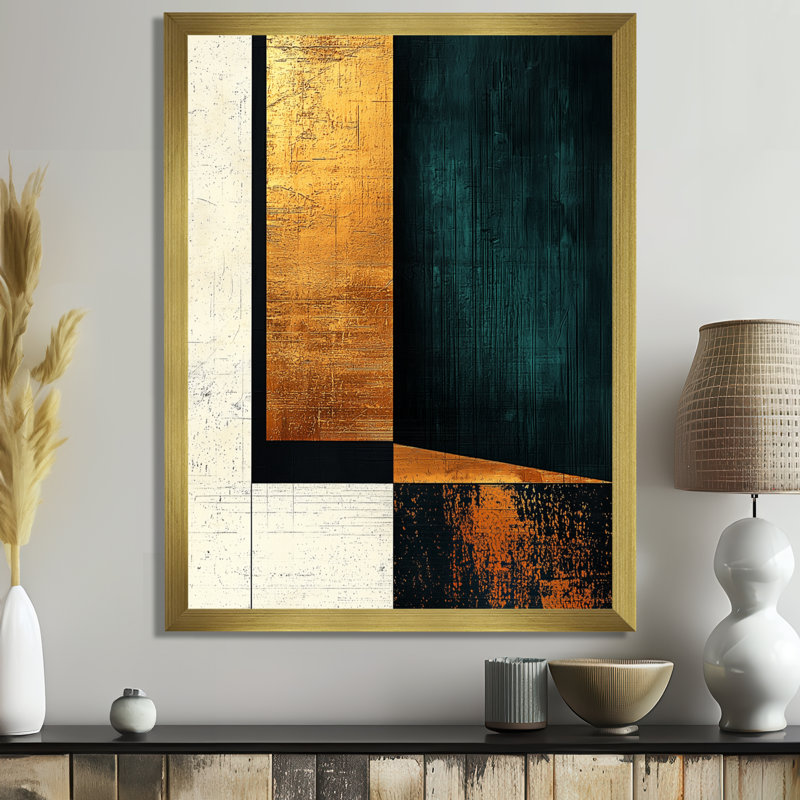 Presley - art mural abstrait, H 20 po x l 12 po, Reproduction encadrée d'une seule photo, Or