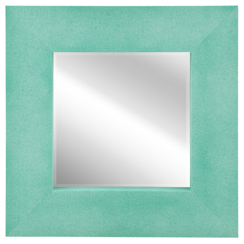 Square Leather Mirror, Teal