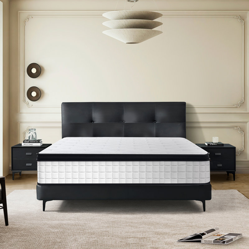 Matelas hybride en mousse à mémoire de forme de 12 po avec support de bord et ressorts ensachés Cybulski, Lit double
