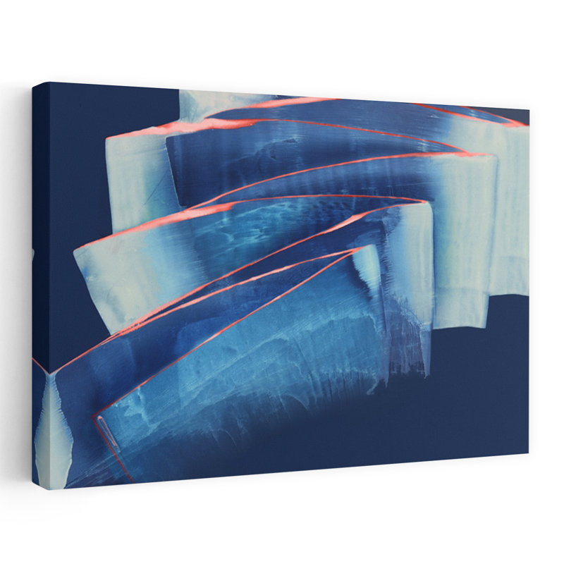 Bleu, réverbération abstraite, art contemporain audacieux, H 32 po x l 48 po