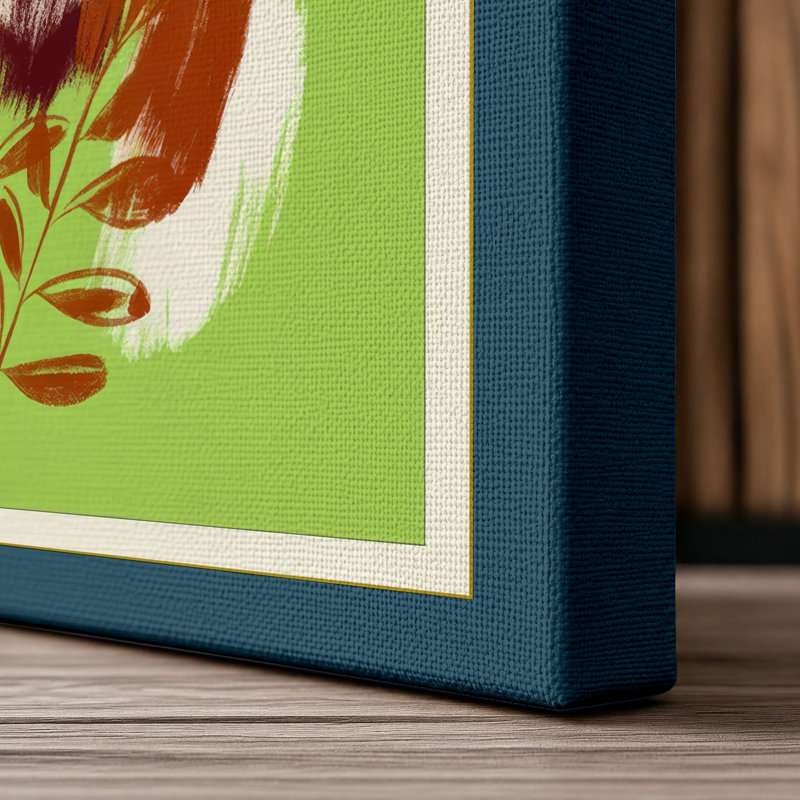 Dried Botanicals Study Botanical - Wrapped Canvas, 18x12 - 45.7 x 30.5 cm, Teal Border