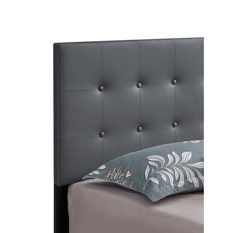 Tufted Low Profile Standard Bed, Full, Light Gray