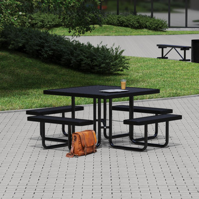 Leisure Craft 46" Square Outdoor Picnic Table with 4 Bench Seats