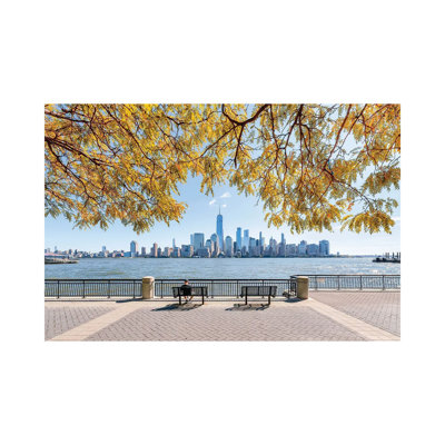 «Manhattan Skyline With Hudson River In Autumn», reproduction sur toile tendue