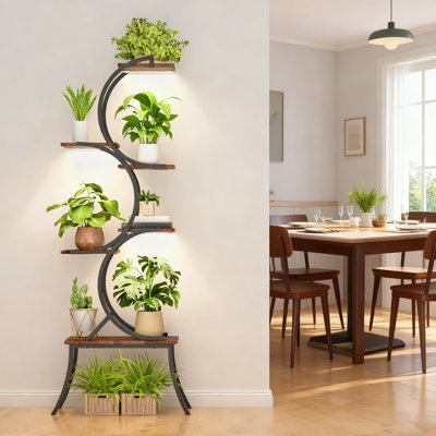 6-Tier Indoor Plant Stand With Grow Light & Timer, 63-Inch Tall Metal Corner Shelf For Multiple Plants, Space-Saving Home Decor With Rust-Resistant Construction