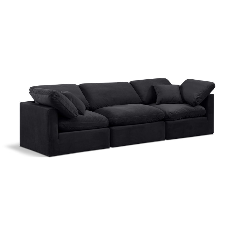 Itala 105'' Velvet Sofa, Black Velvet