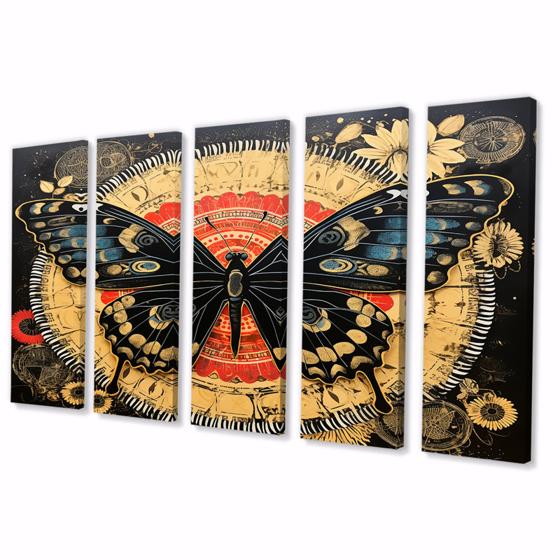 Carolyn - Art mural animal sur toile 5 pièces, H 28 po x l 60 po