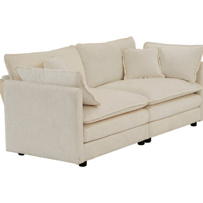 Chenille beige contemporaine - Structure en bois et rembourrage respirant 2 sièges avec coussins 2 4 inclus, fabrication solide et solide, tissu, zone de confort