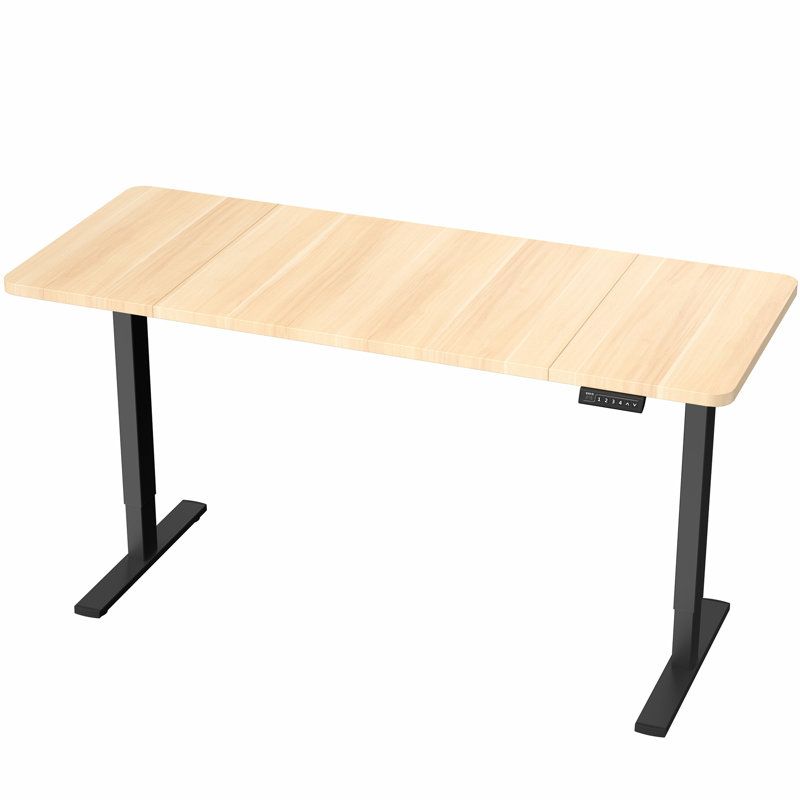 VIVO Electric 60” x 30” Stand Up Desk Workstation, Light Wood/Black
