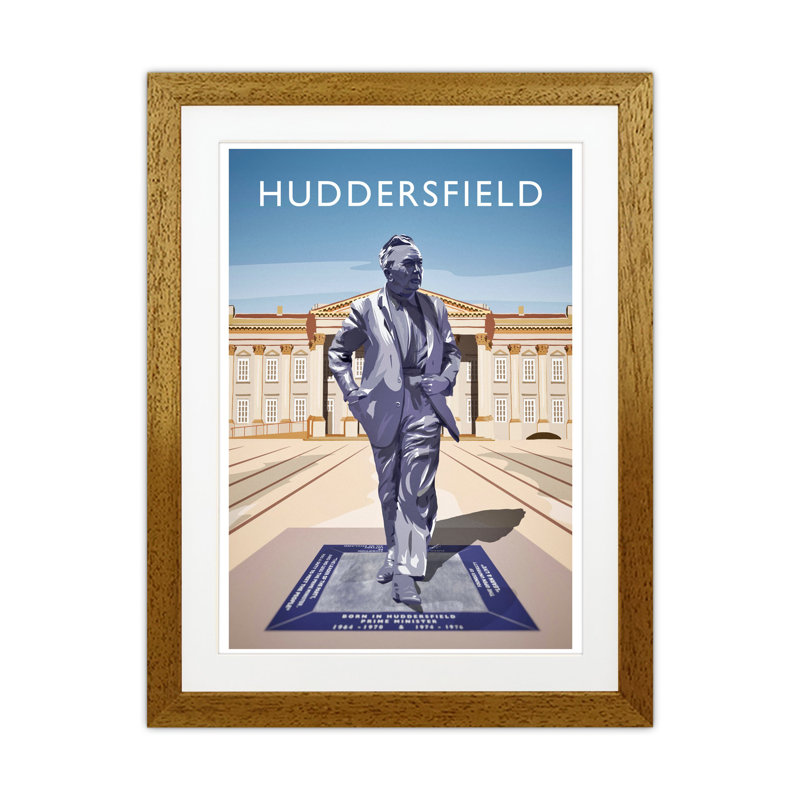 Huddersfield Portrait by Richard O'Neill - Print, 43.5cm H x 33.5cm W x 3cm D, Brown Framed