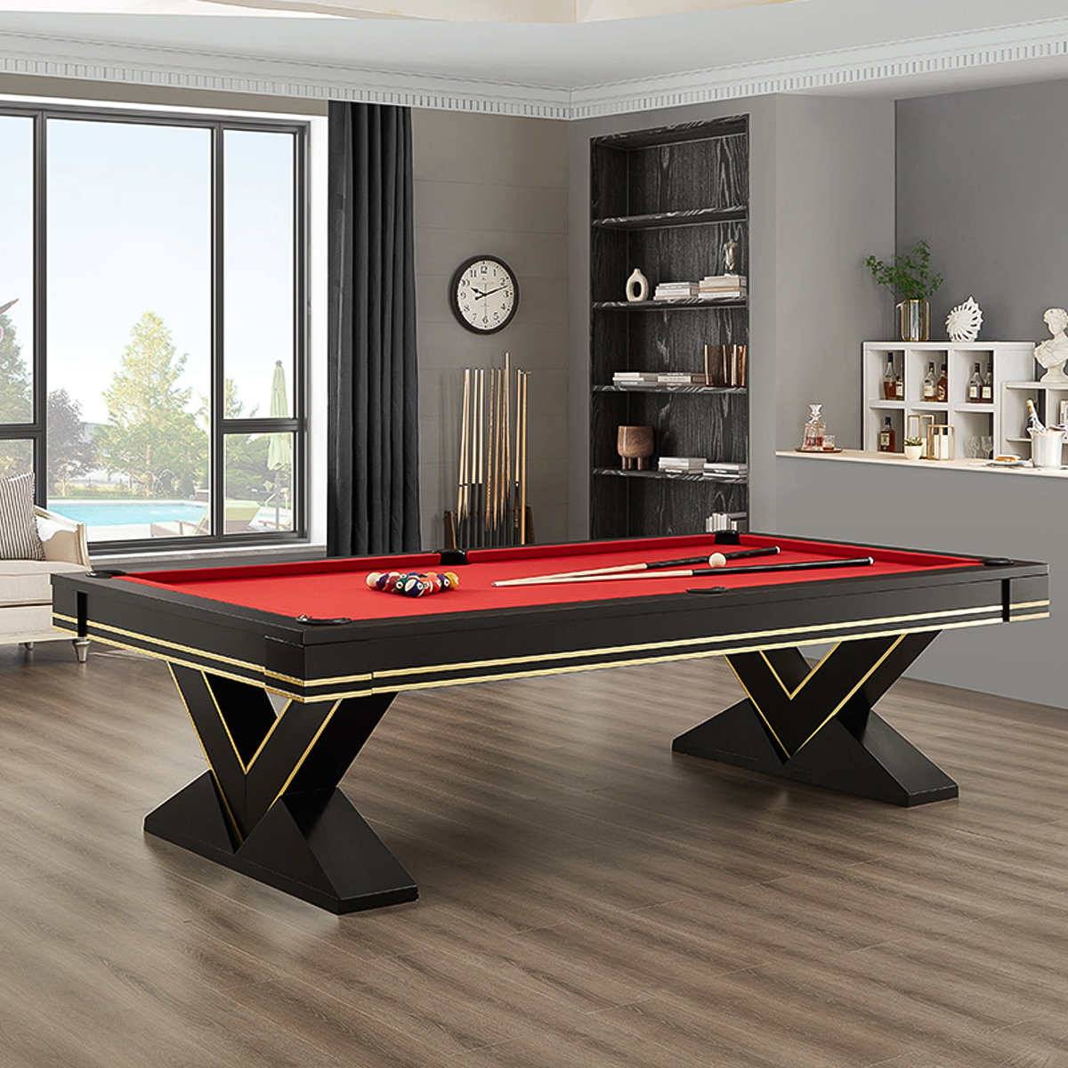 ARTISTIC CONCEPTION Modern High-End V-Shaped Multi-Functional 9'Pool ...