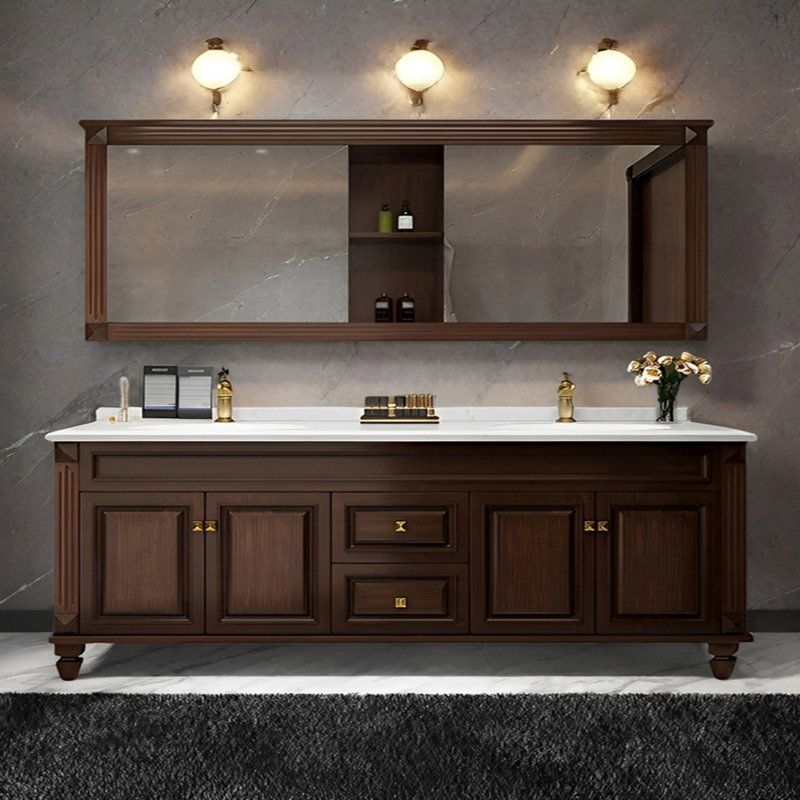 American solid wood bathroom cabinet, 31.49" H x 70.86" W x 21.65" D