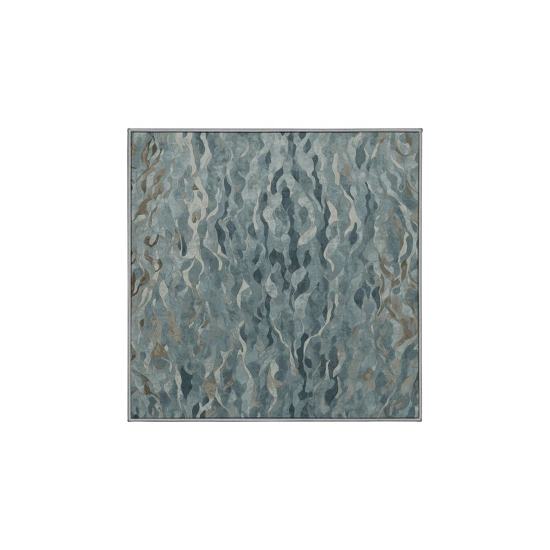 Machine Washable Gray Area Rug, Square 5'