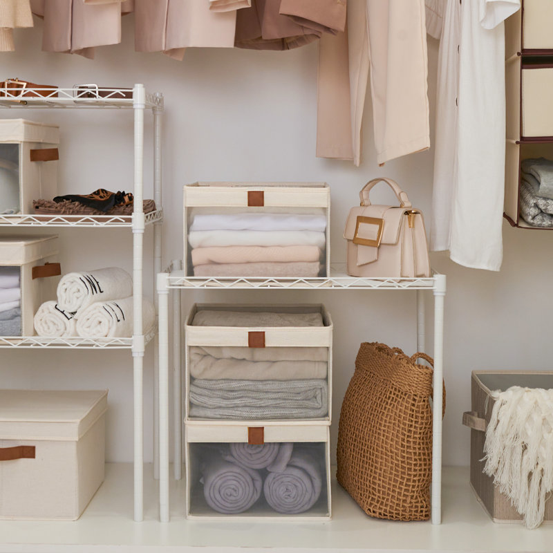 Fabric Cube or Bin Set, Beige