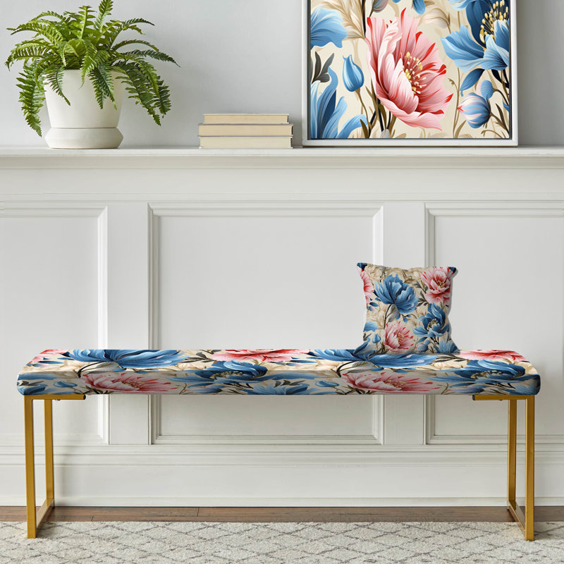 Banc botanique bleu et rose Ikat Haven