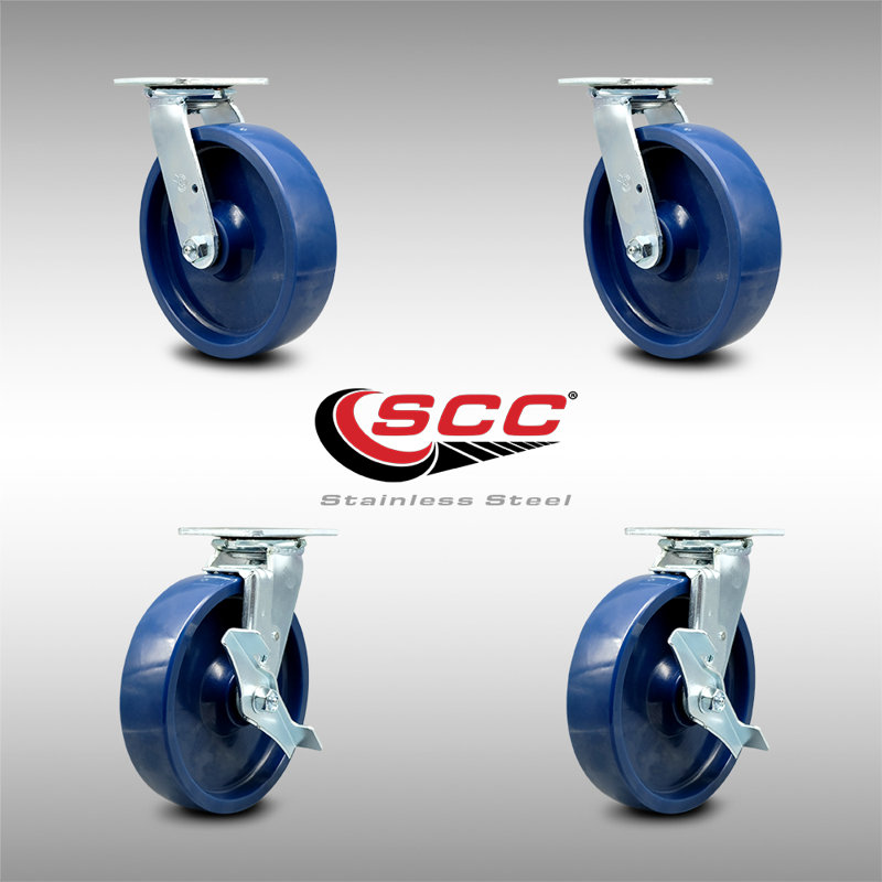 4 Piece Stainless Steel Solid Poly Caster Set