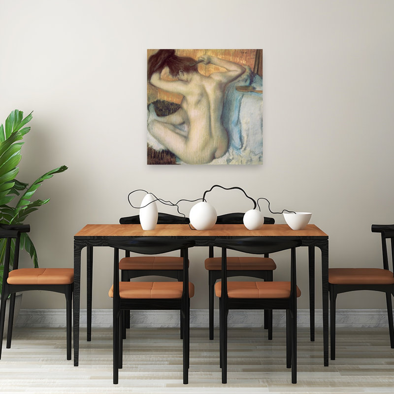 Woman Combing Her Hair, C.1885 Impressionist Abstract Contemporary Wall Art Print by Edgar Degas - 1 Piece Wrapped Canvas Wall Art
