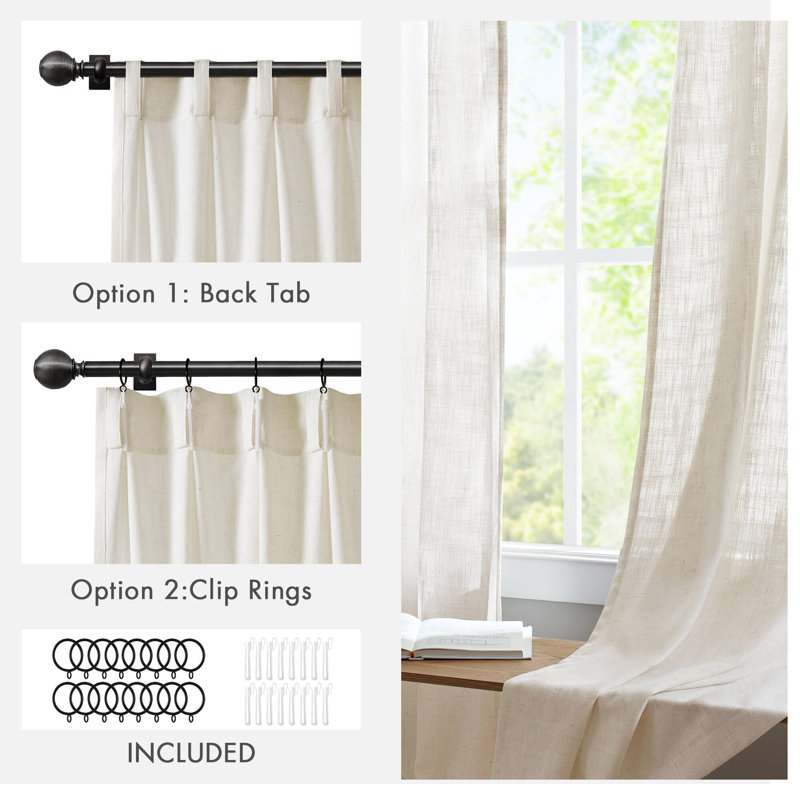 Ensemble de 2 panneaux de fenêtre ivoire en polyester à plis pincés, l 40 po x L 96 po