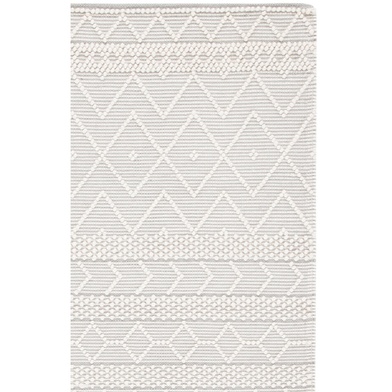 Scheid Geometric Handmade Hand-Loomed Area Rug in Ivory/Gray, Rectangle 8' x 10'