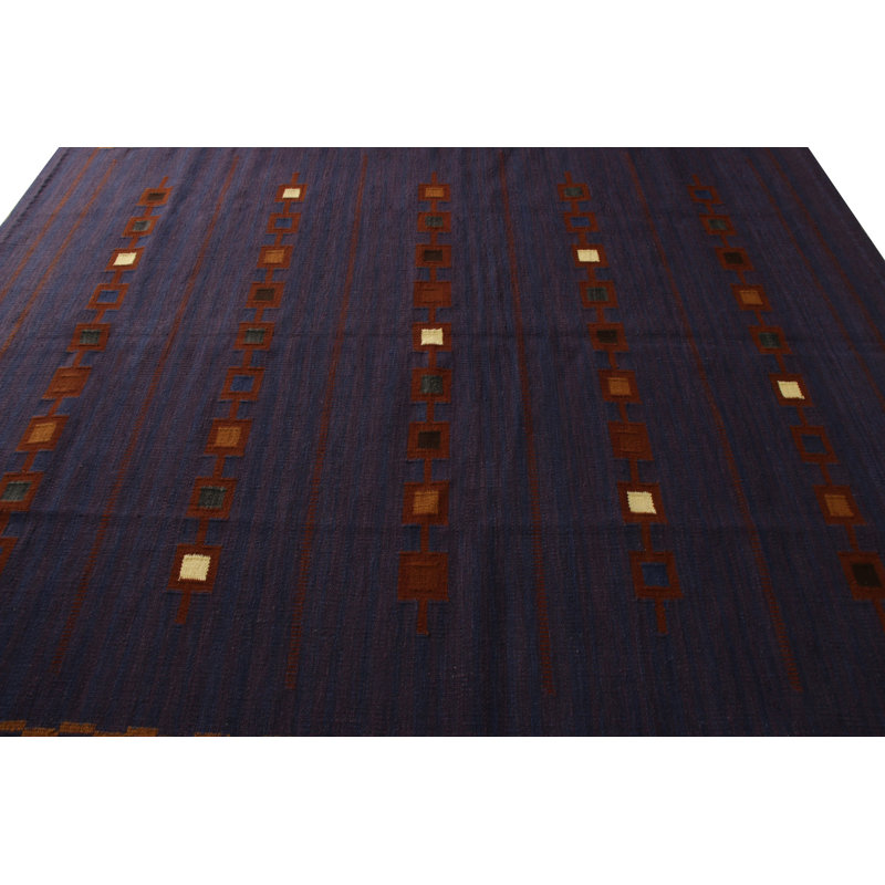 Scandinavian Hand Knotted Wool Geometric Area Rug, Rectangle 12' x 18'