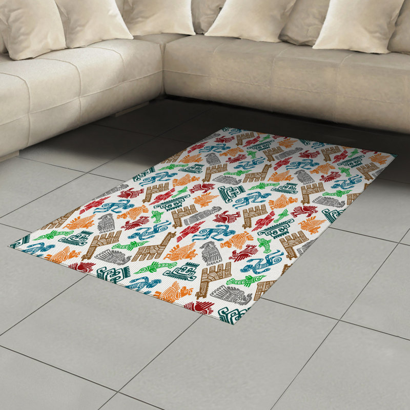 Tribal High Density Long Fiber Poly Threads Decorative Area Rug Carpet, Rectangle 4' x 5'8"