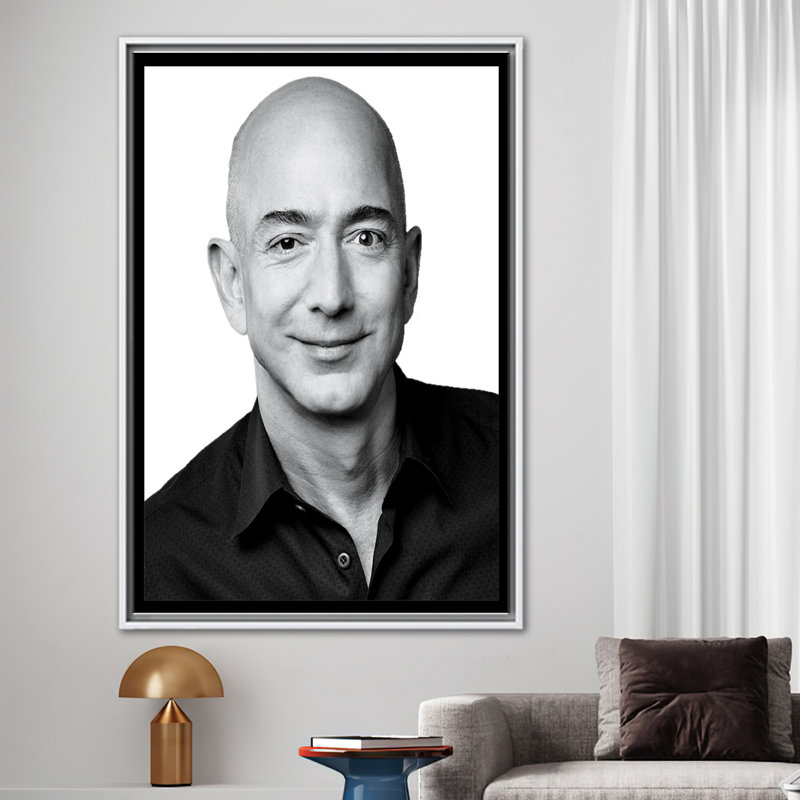 "Jeff Bezos", impression sur toile de haute qualité pour la décoration intérieure, Reproduction encadrée sans passe-partout