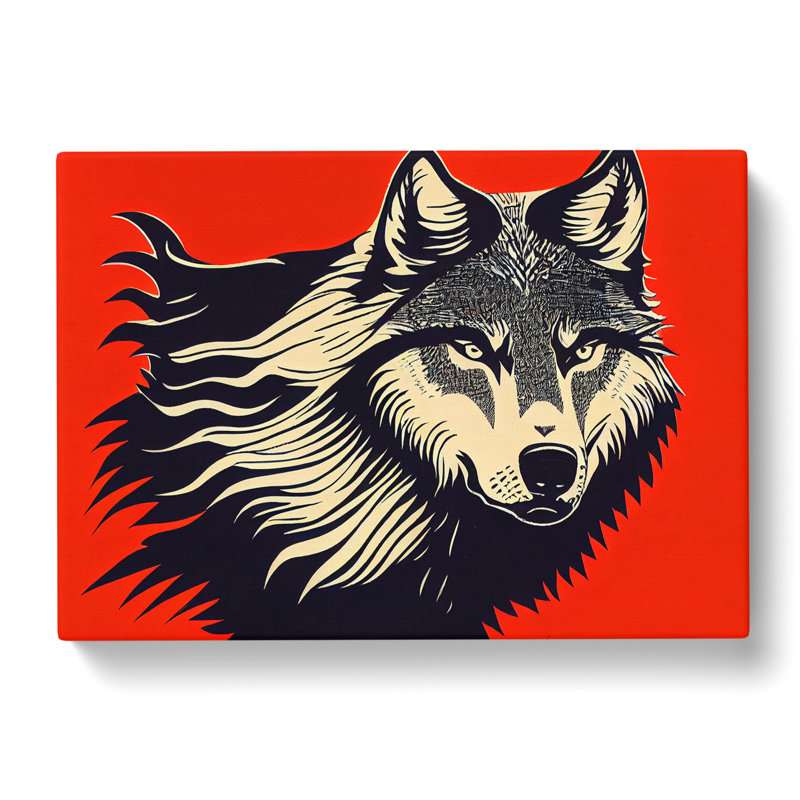 XXX-H1022-WF-10255X Wolf Art Abstract - Wrapped Canvas Print