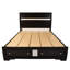 Lit traditionnel traditionnel en bois noir avec rangement intégré, glissières de tiroir à roulement, chambre de rangement, bois d'ingénierie, deux tiroirs pour coussins