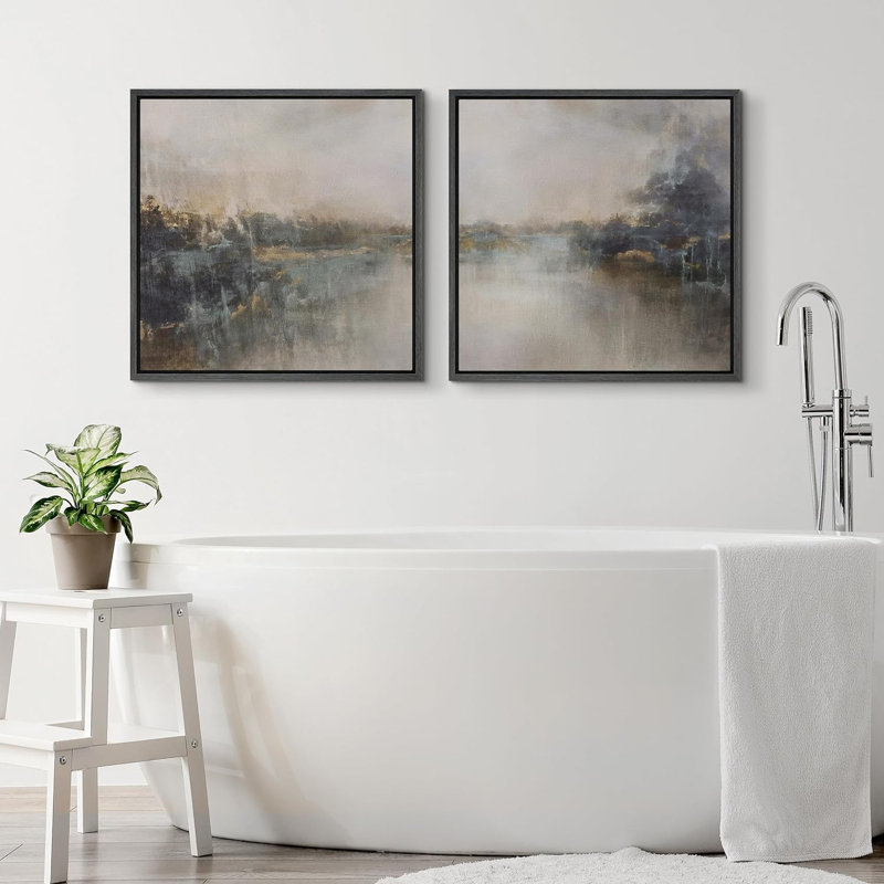 Brun clair, gris, abstrait, élégance, paysage, illustrations, art rétro, minimaliste, détente / calme, H 16" x l 16"