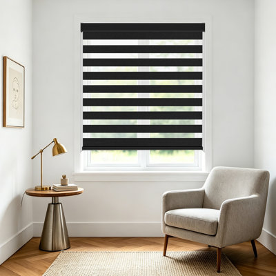  Cordless Zebra Blinds for Windows, White, 22" W x 48" H