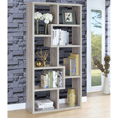 Bibliothèque géométrique à 7 tablettes de couleur gris Driftwood