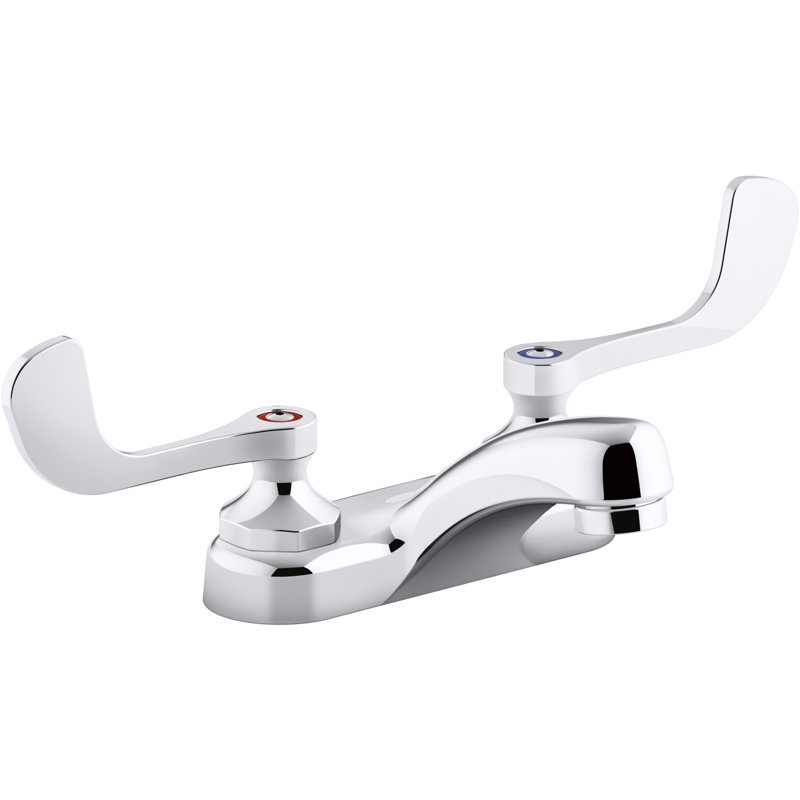 Robinet de lavabo de salle de bain central Triton Bowe 1,0 GPM avec écoulement laminaire et poignées de type poignet, drain non inclus