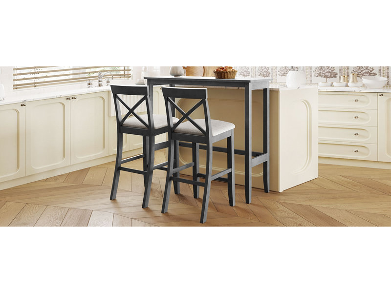 Ensemble de coin-repas de style ferme en bois de 48 po Farmhouse, Gris