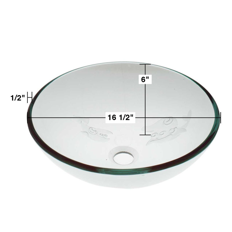 The Renovators Supply Inc. 16.5'' White/Black Glass Circular Bathroom Sink