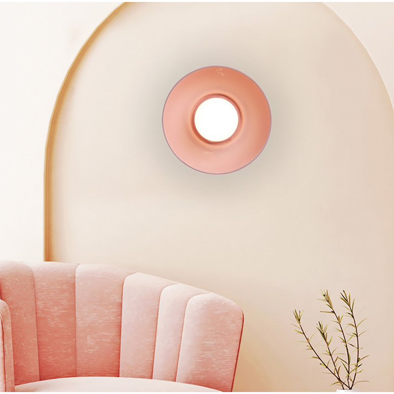 Rana Ceramic Flush Mounted Sconce, Gloss Blush
