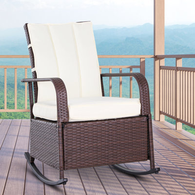 Fauteuil inclinable de patio, réglable et repose-pieds, coussin, beige pour fauteuil inclinable berçant de jardin