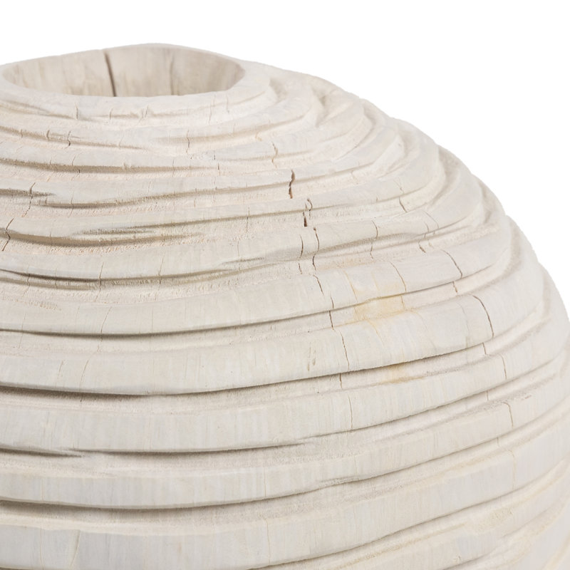 Beto Handmade Wood Table Vase, Ivory