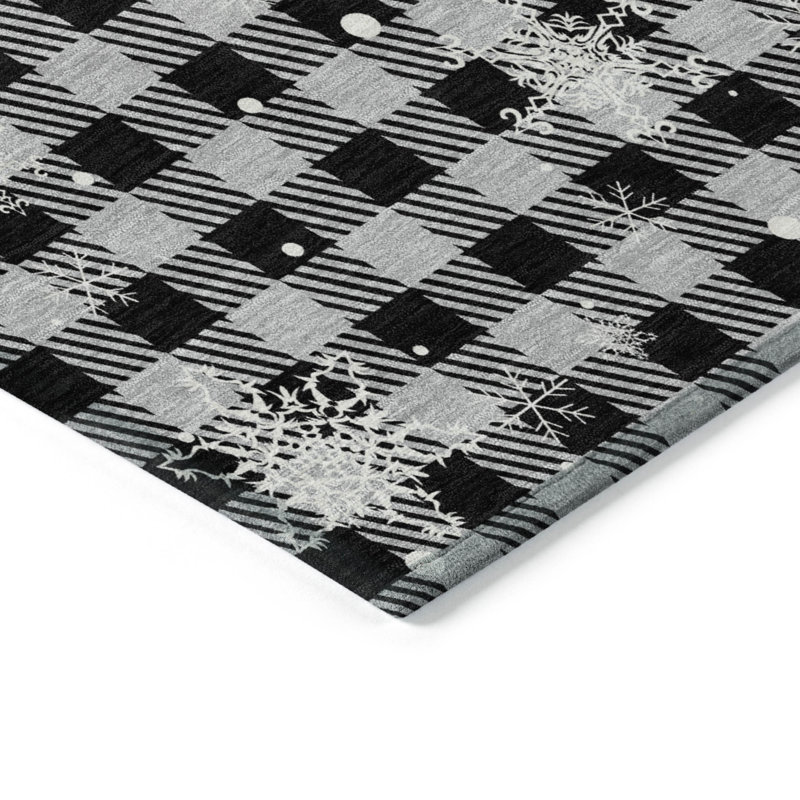 Tapis gris renne de Noël intérieur / extérieur lavable à la machine, Rectangle 1 pi 8 po x 2 pi 6 po