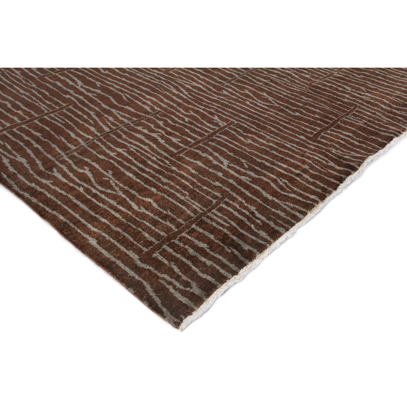 Metropolitan Wool Geometric Area Rug in Brown, Rectangle 9' x 10'