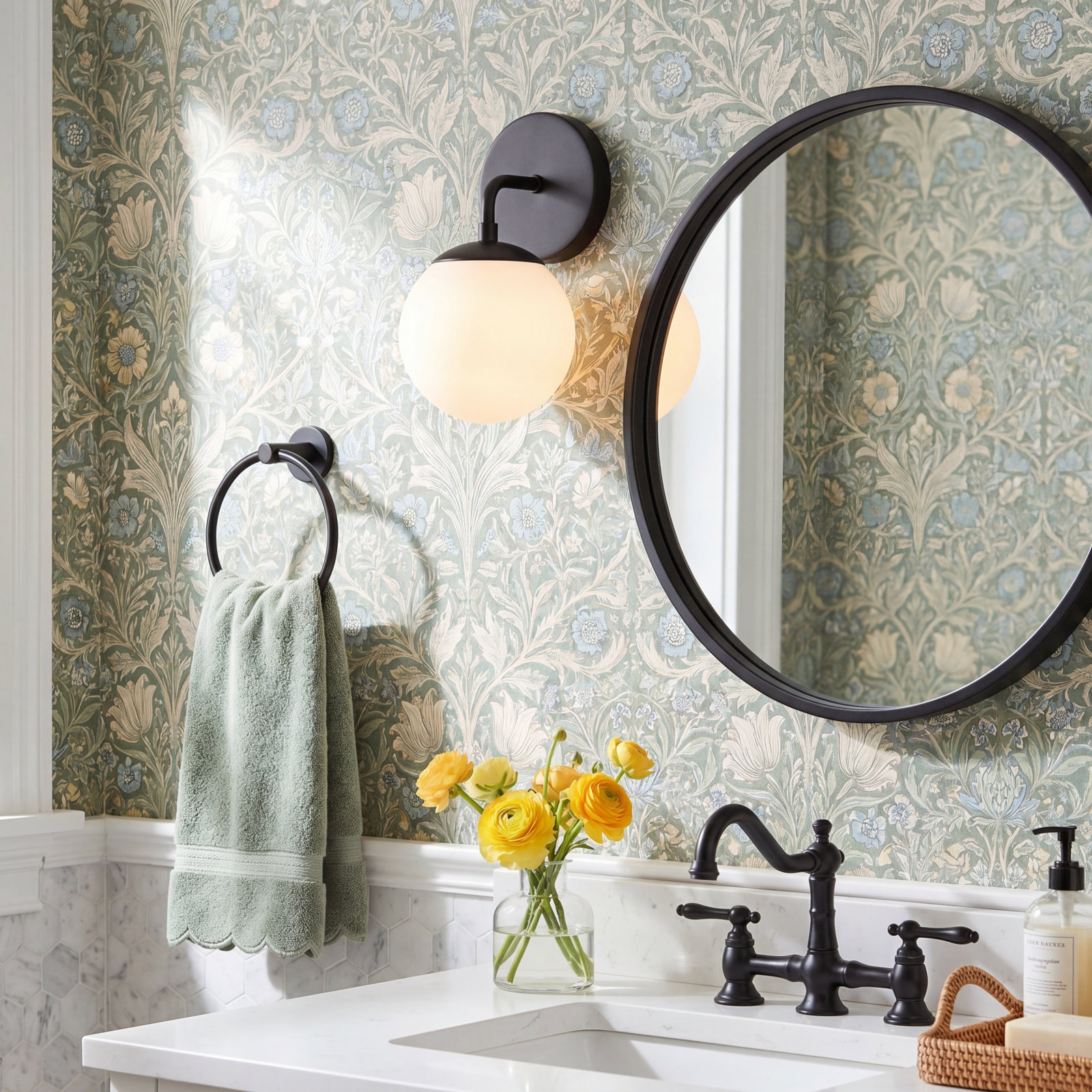 Kobie Single Light Vanity Light, Black