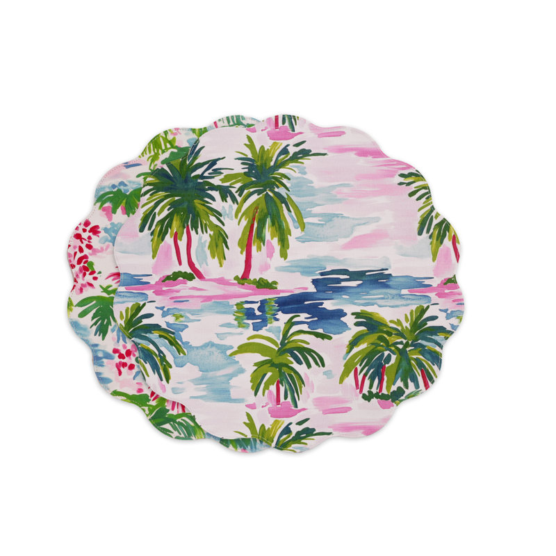 Vida Palm Trees Reversible Round Placemats (Multi)