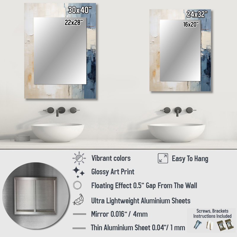 simplicity winter dream - Landscapes Decorative Mirror On Metal, 40 po x 30 po