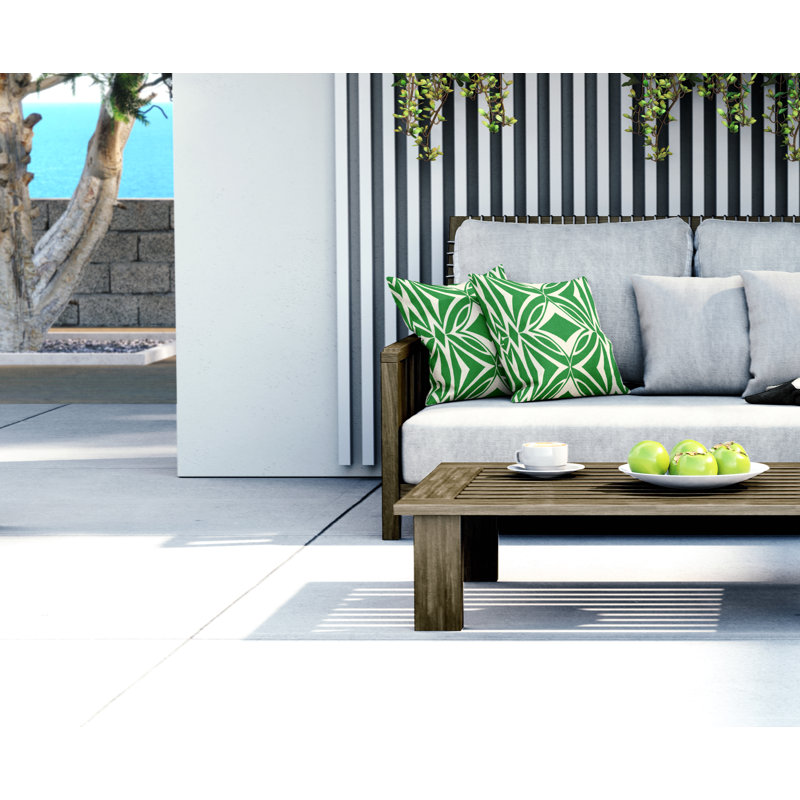 Jeté carré en polyester intérieur / extérieur, L 15 po x H 15 po, Vert