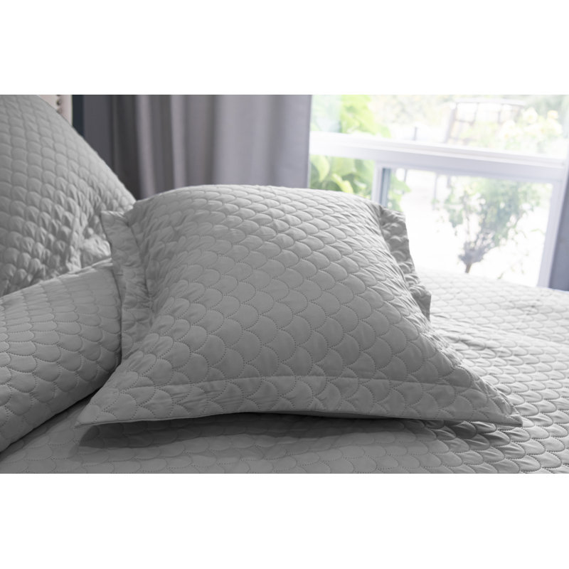 Basics Polyester Quilted Quilt, Full/Queen Quilt + 2 Standard Shams, Gray