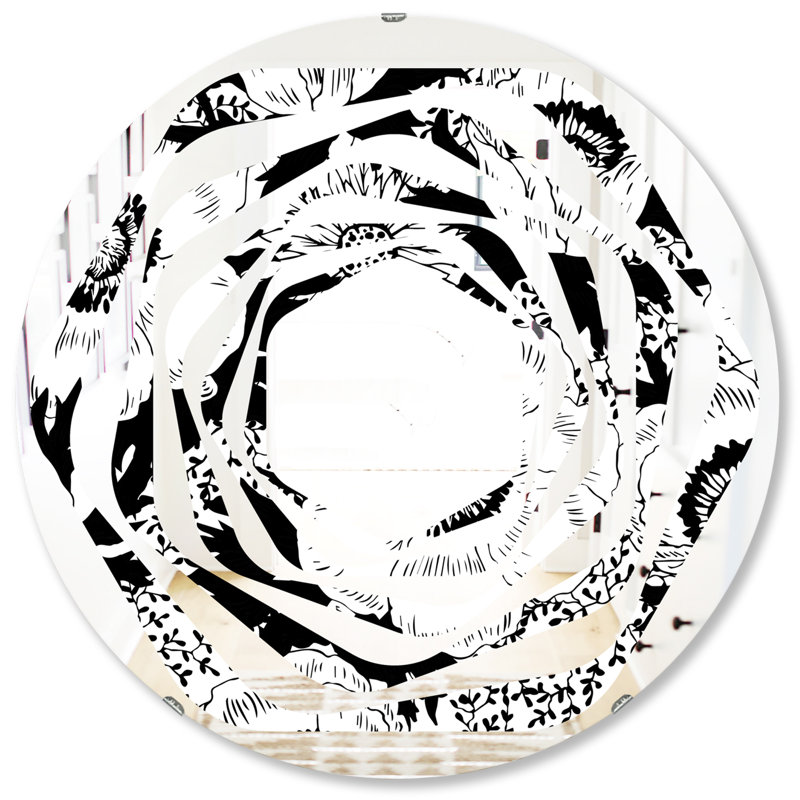 Miroir mural sans cadre Cottage Americana, H 31,5 po x l 31,5 po, Motif de tourbillon de fleurs