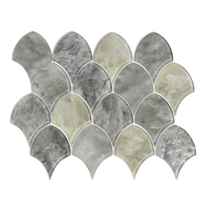 Carreau de mosaïque en verre 14,63 po x 12,13 po Seashell