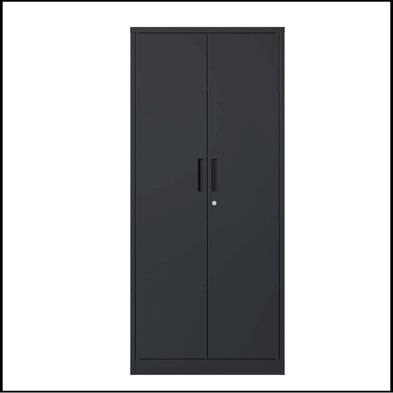 72"H Metal Garage Storage Cabinet, Black Tool Steel Locking Cabinet, Noir, H 70,87 po x l 31,5 po x P 15,75 po