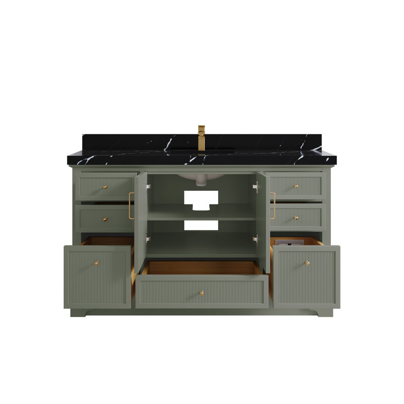 Alys 60'' Single Bathroom Vanity with Top, Calacatta Black