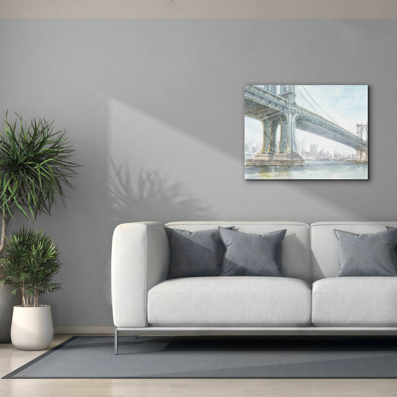 «Iconic Watercolor Bridge 4» par Ethan Harper, art mural sur toile, H 26 po x l 34 po